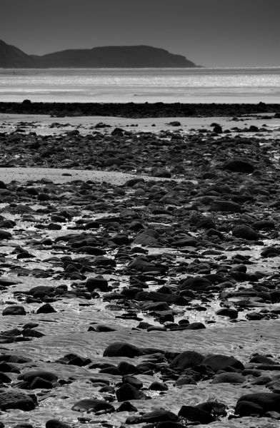 View from Whiteford Point into the sun towards Broughton Burrows View from Whiteford Point into the sun towards Broughton Burrows